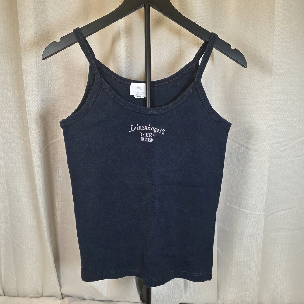 Leinenkugel’s Beer Tank Top Large Navy Embroidered